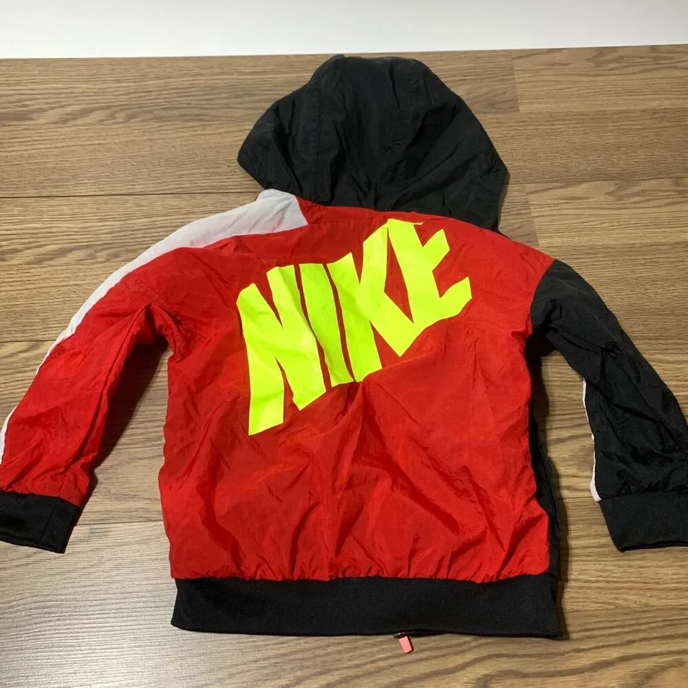 Nike Spellout Hooded Windbreaker Full Zip Boys‎ Size XS Red Black White